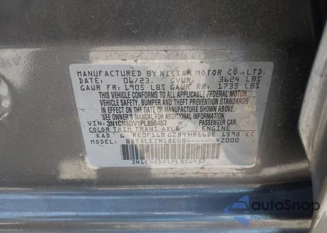 2023 Nissan Versa 1.6 S Xtronic Cvt from USA, damaged, VIN 3N1CN8DV1PL856457